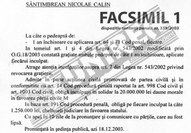 Nicolae Santimbrean condamnare